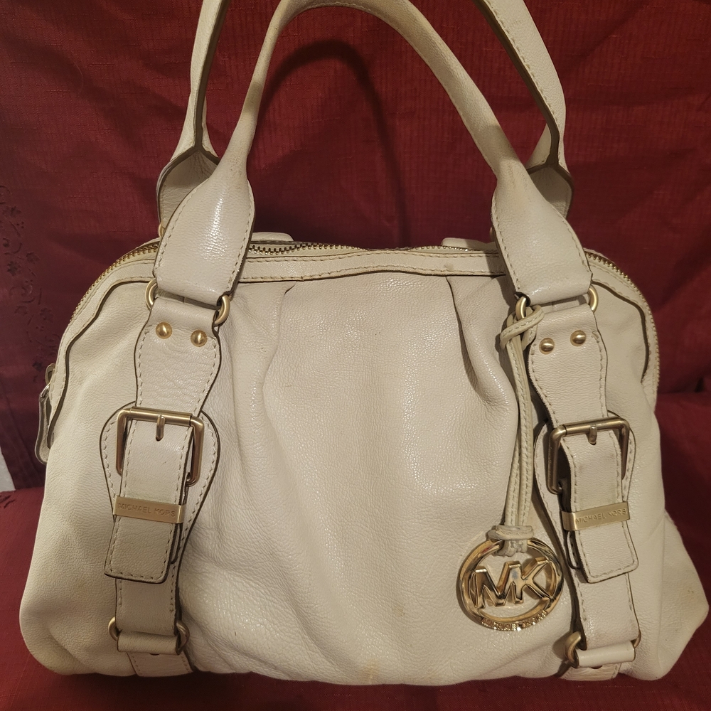 Michael Kors Bedford Ivory Leather Satchel